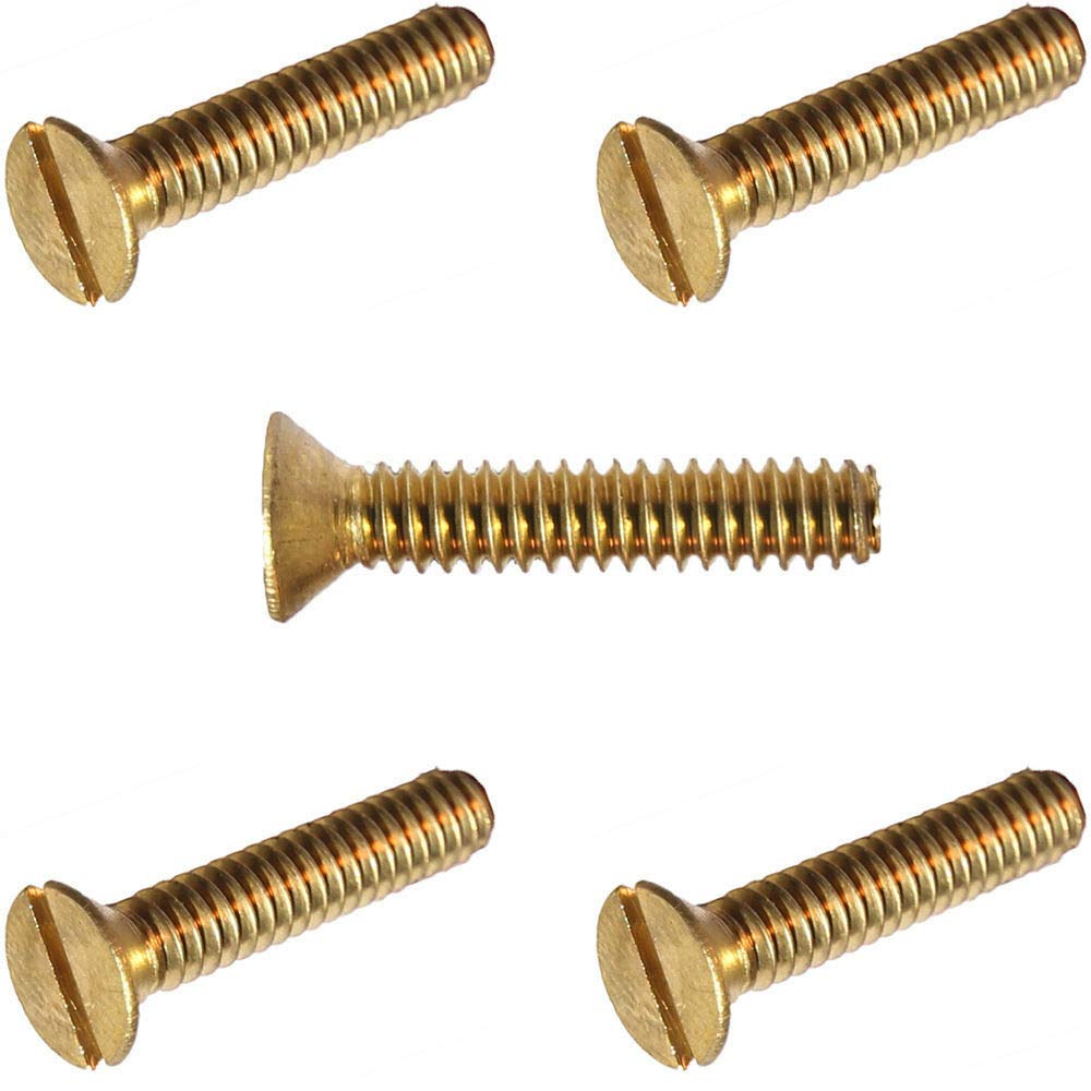 1/4-20 x 5/8' - Solid Brass Flat Head Slotted 100 Pcs Machine Screws B2B
