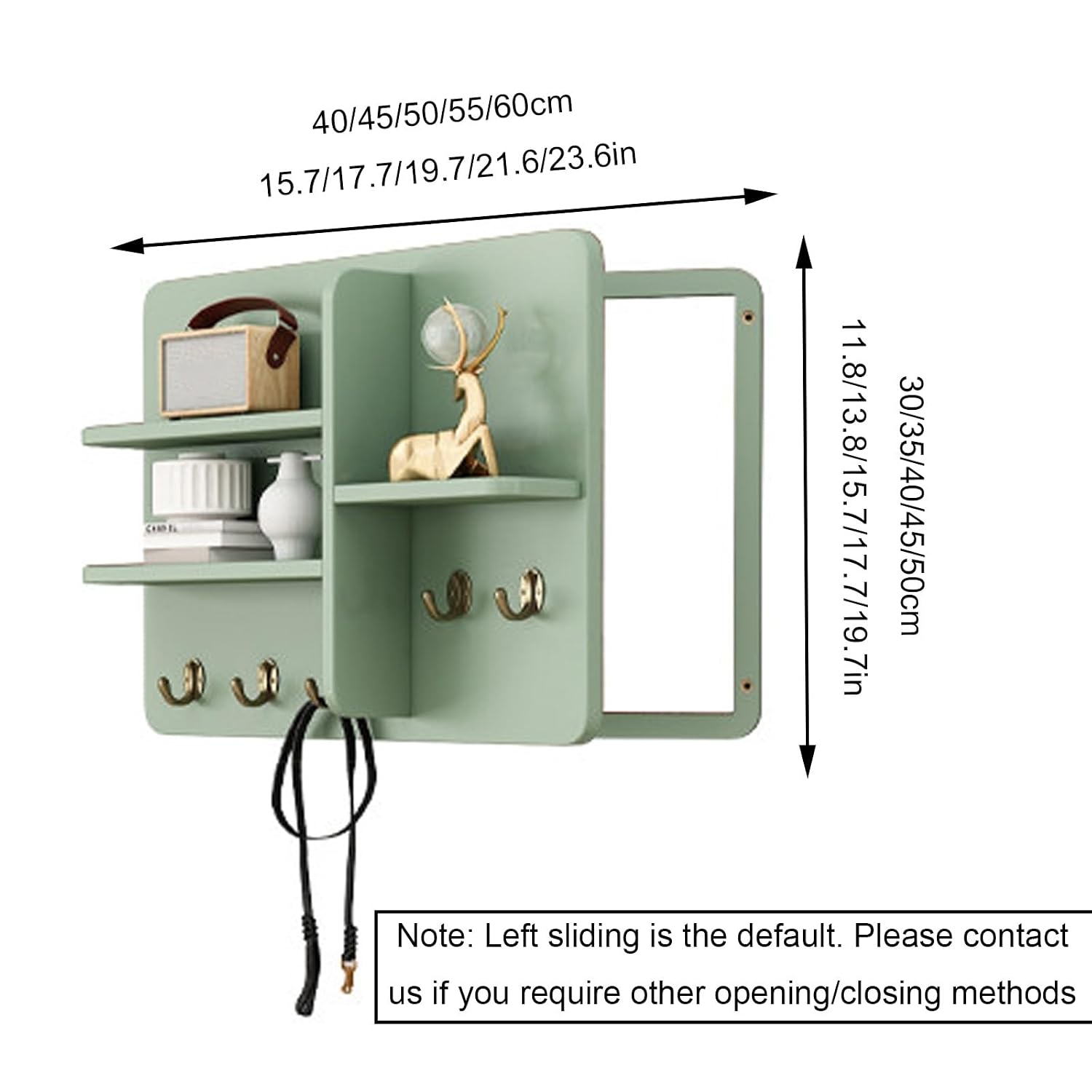 Electric Meter Box Cover Decorative with Shelves & Hooks, Hidden Circuit Breaker Panel, Wooden Decor Cover for Living Room Bedroom Office(White 1,55 * 45cm/21.6 * 17.7in)