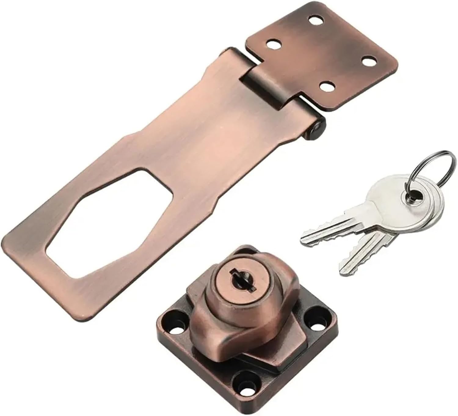 keyed hasp lock, Keyed Hasp Locks Pack of 2 Zinc Alloy Multicolor .5-4 Inch(4 Inchred Bronze)