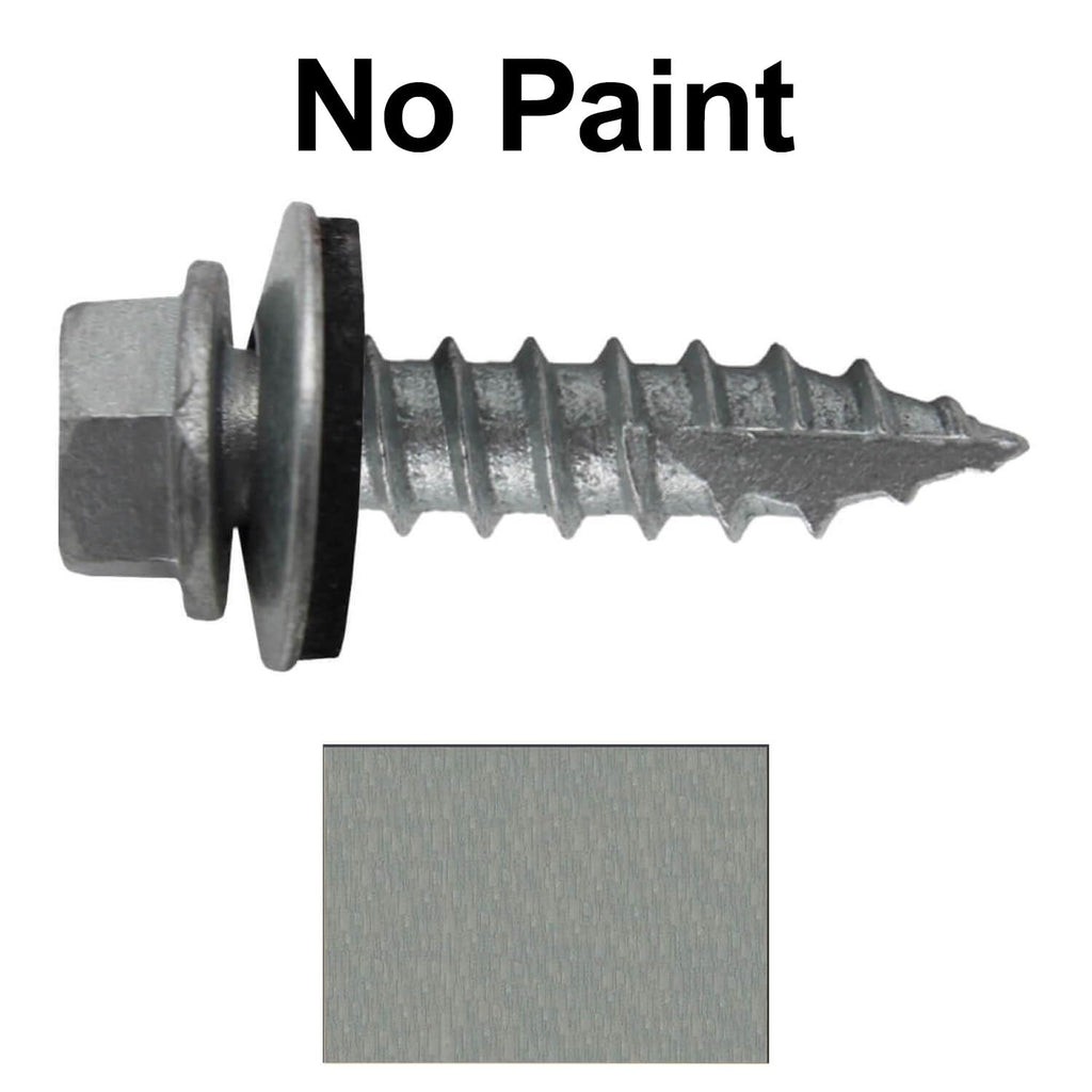 14 x 1 NO Paint Metal Roofing Screws - Hex Washer Head- Self-Starting/Tapping - EPDM Washer. 8 X 250 Bags - 2,000 Screws