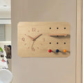 Decorative Fuse Box Cover with Clock, Hidden Circuit Breaker Panel, Modern Electrical Panel Cover Wall Mounted for Home Office, with Storage Function(Wood)