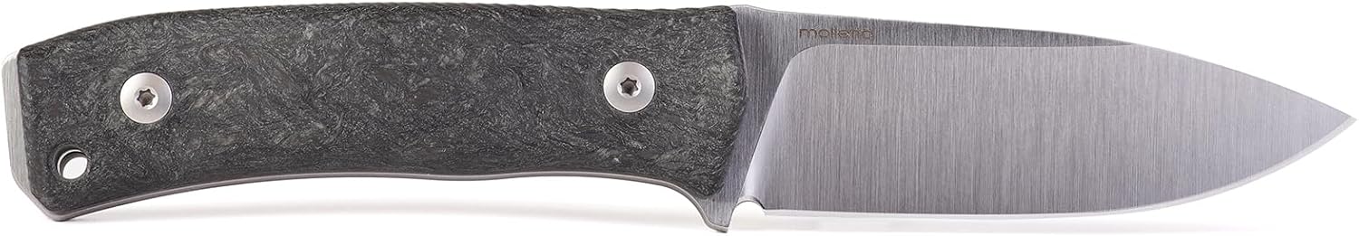 LionSTEEL M4 Fixed Blade FatCarbon Glow in the Dark Carbon Fiber Handle Scales, Full Extended Tang Construction, M390 Steel Blade, Triple Stitched Leather Sheath, KAVISO Exclusive