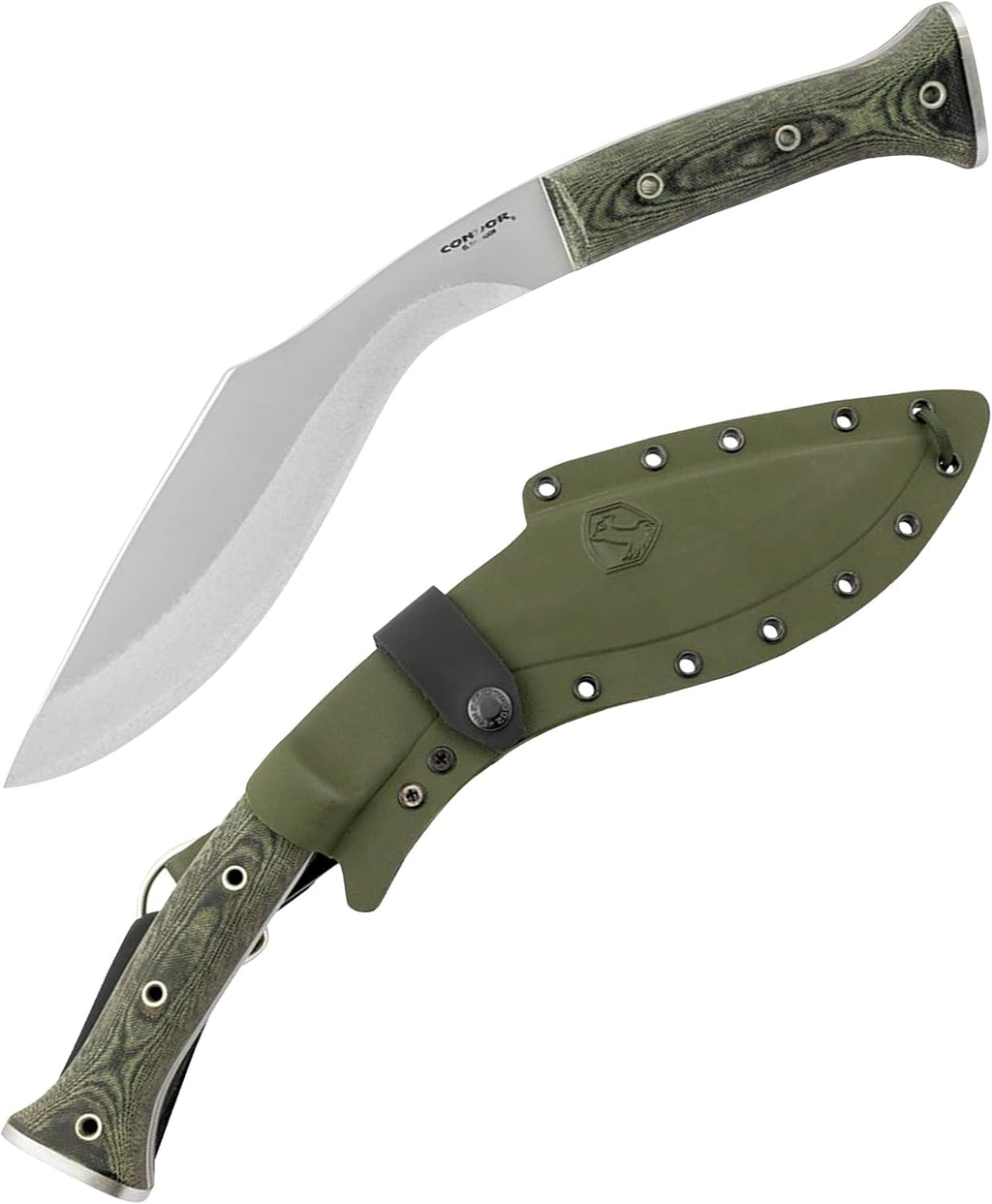 Condor Tool & Knife K-tact Kukri Knife - 1075 High Carbon Steel - Gardening Machete - Micarta Handle - Kydex with Leather Belt Loop Sheath - 6mm Thick - 10in Blade - 32.4oz