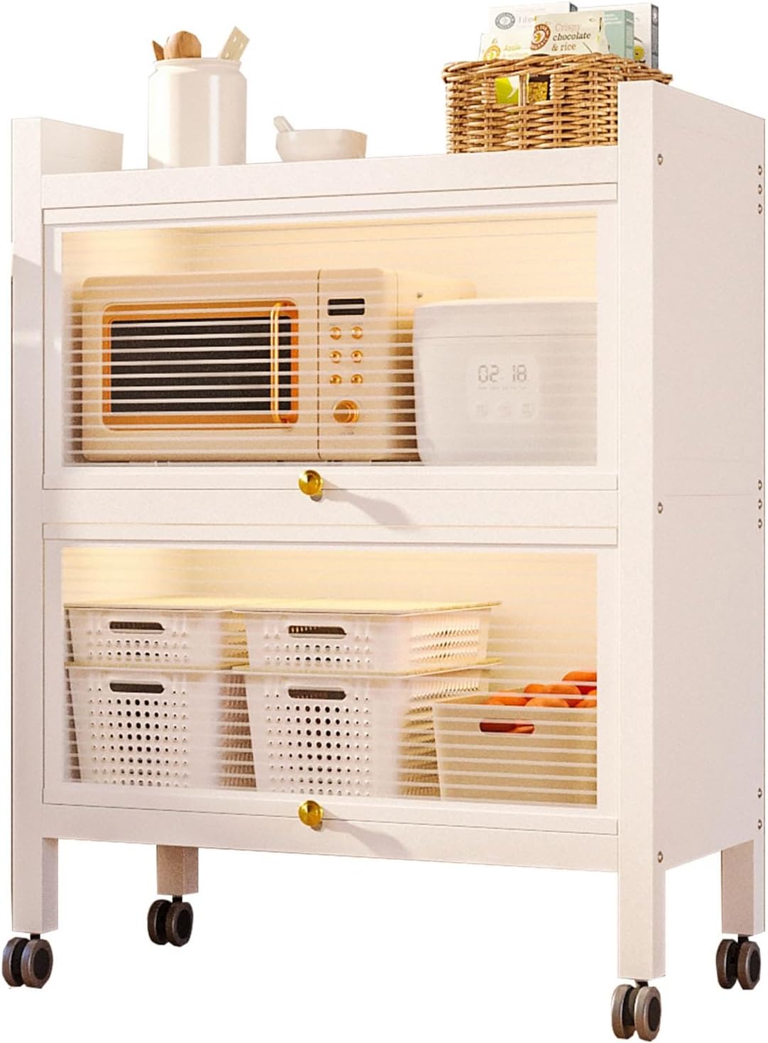 3-Tier Kitchen Pantry Storage Cabinet, Coffee Bar with Drawer, Versatile Baker's Rack, Flip Door Organizer for Kitchen, Space-Saving Kitchen Storage Solution