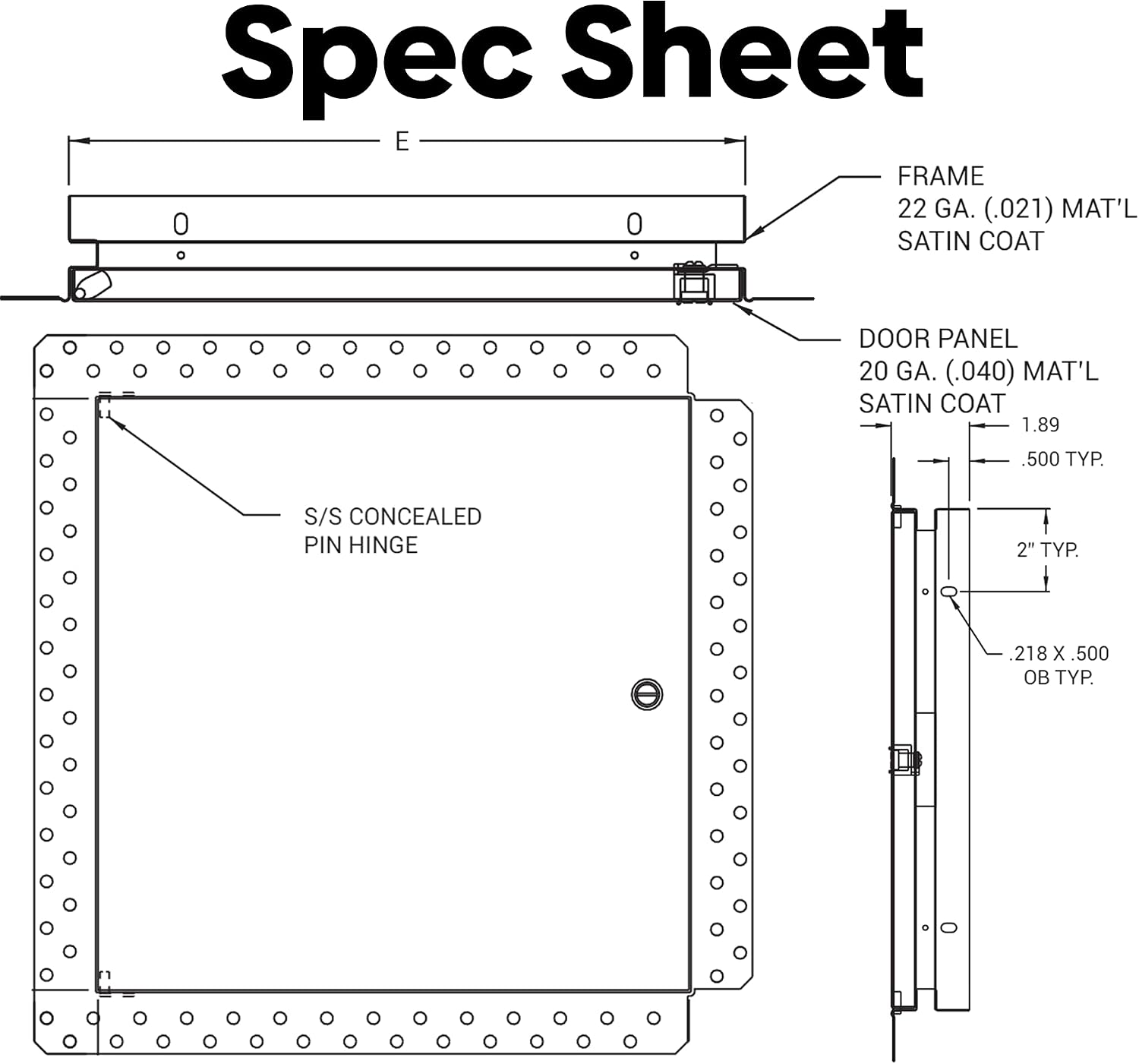 Best 22' x 22' Flush Metal Access Panel with Bead Flange, 20-Gauge Steel Access Door with Concealed Hinges, Drywall Panel for Ceilings & Walls, Screwdriver Cam Latch, White Polyester Coat, BA-DW-5040