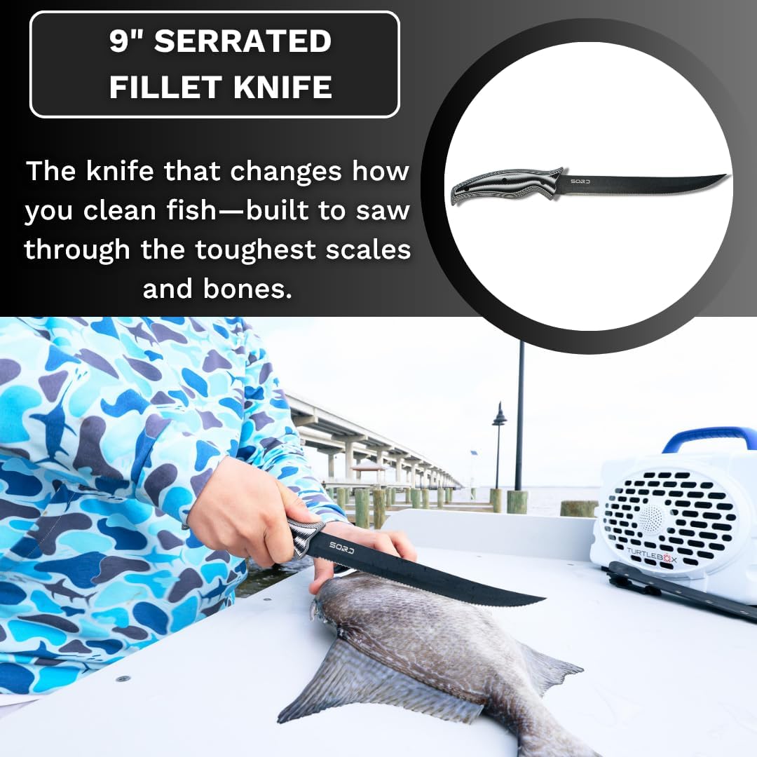 SORD Fillet Knife - 5-9' Filet Knives For Fish - Razor Sharp Boning Knife - Saltwater and Freshwater Fishing - Includes Kydex Sheath - Full Tang Blades | G10 Non Slip Grip | Corrosion Resistant