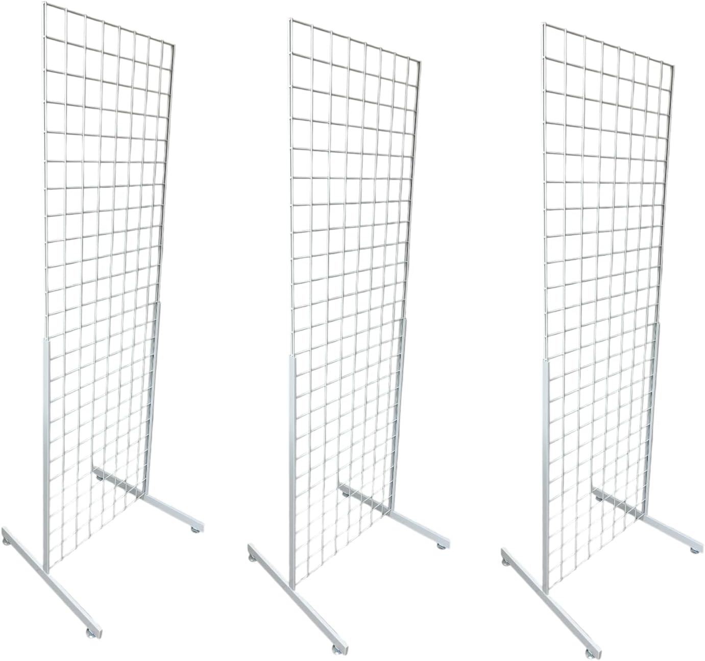 Only Hangers Heavy Duty 2' x 5.5' Gridwall Art Display Panel with EZ Slide-On Grid Legs - No Hardware or Tools Required - No Screws, Nuts, or Washers. (White Set of 3)