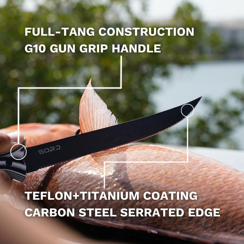 SORD Fillet Knife - 5-9' Filet Knives For Fish - Razor Sharp Boning Knife - Saltwater and Freshwater Fishing - Includes Kydex Sheath - Full Tang Blades | G10 Non Slip Grip | Corrosion Resistant