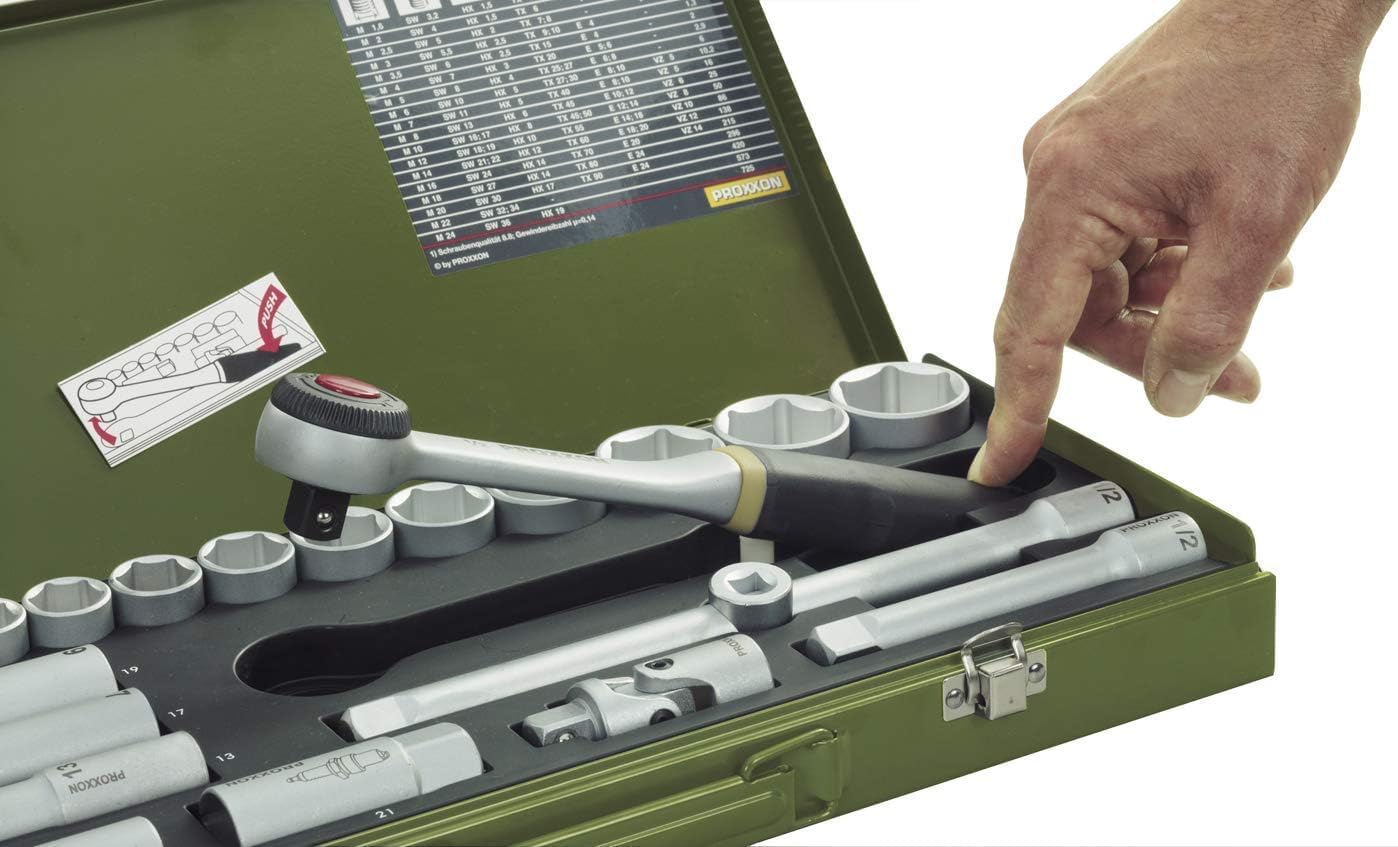 PROXXON Vadaap 23040 Socket Set, Multi-Colour, 1/4-1/2-Inch, Set of 56 Pieces