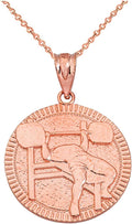 Certified 10k Gold Fitness Gym Barbell Bench Press Medal Pendant Necklace