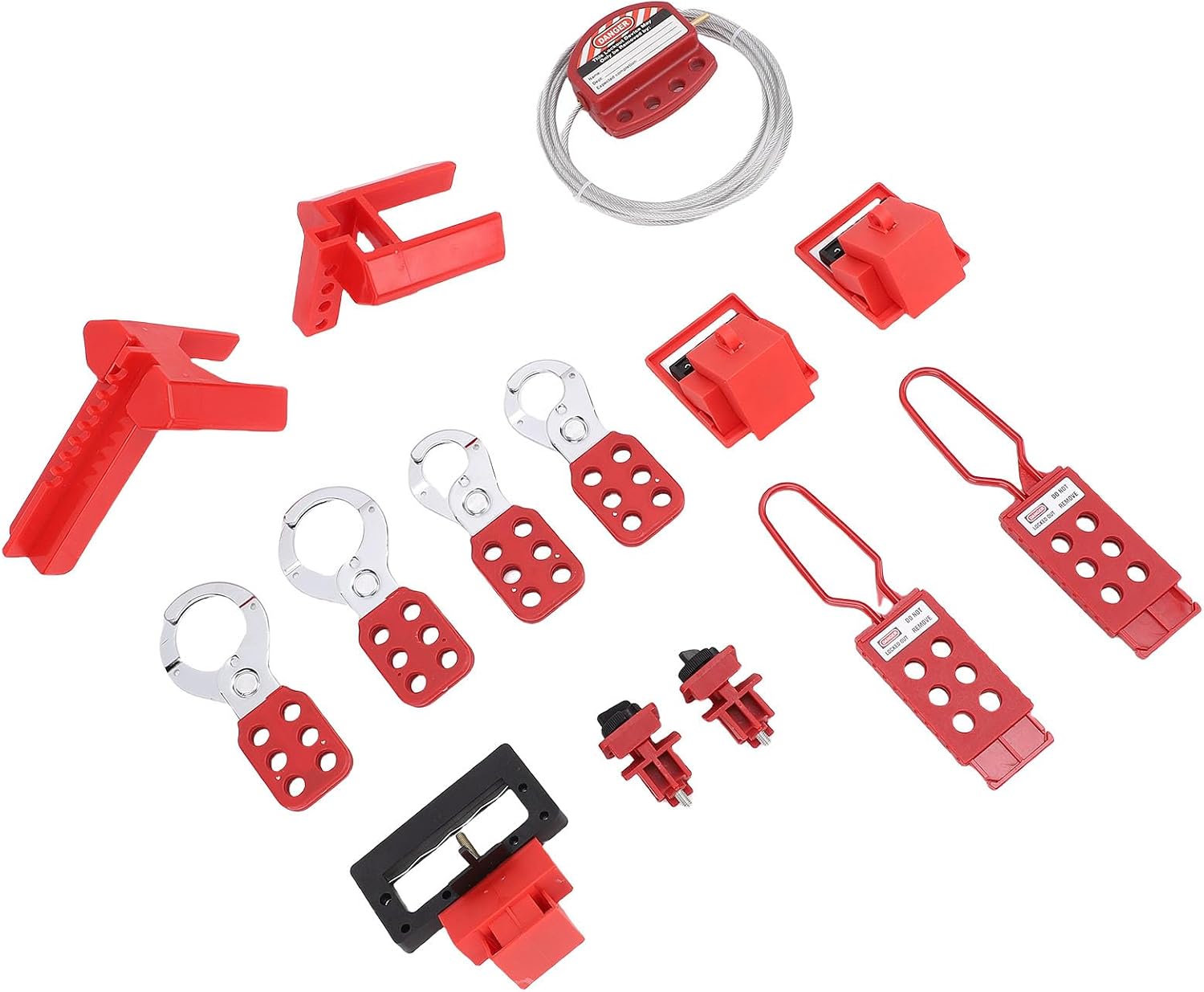Yinhing Lockout Tagout Kit Electrical Loto, Clamp On Circuit Breaker Lockout Group Hasps Safety Padlocks Set with Tool Box for Industry