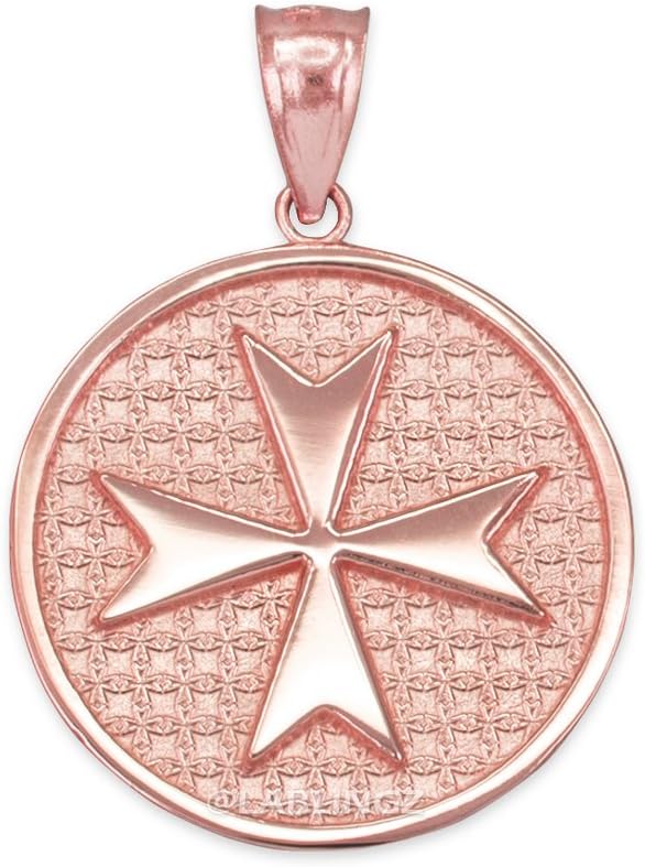 10K Rose Gold Knights Templar Maltese Cross Medal Pendant