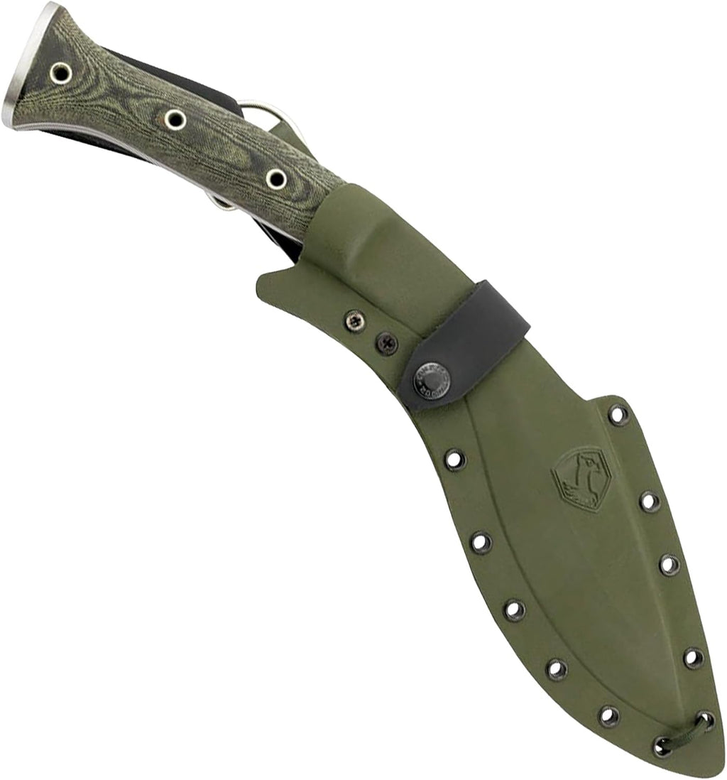 Condor Tool & Knife K-tact Kukri Knife - 1075 High Carbon Steel - Gardening Machete - Micarta Handle - Kydex with Leather Belt Loop Sheath - 6mm Thick - 10in Blade - 32.4oz