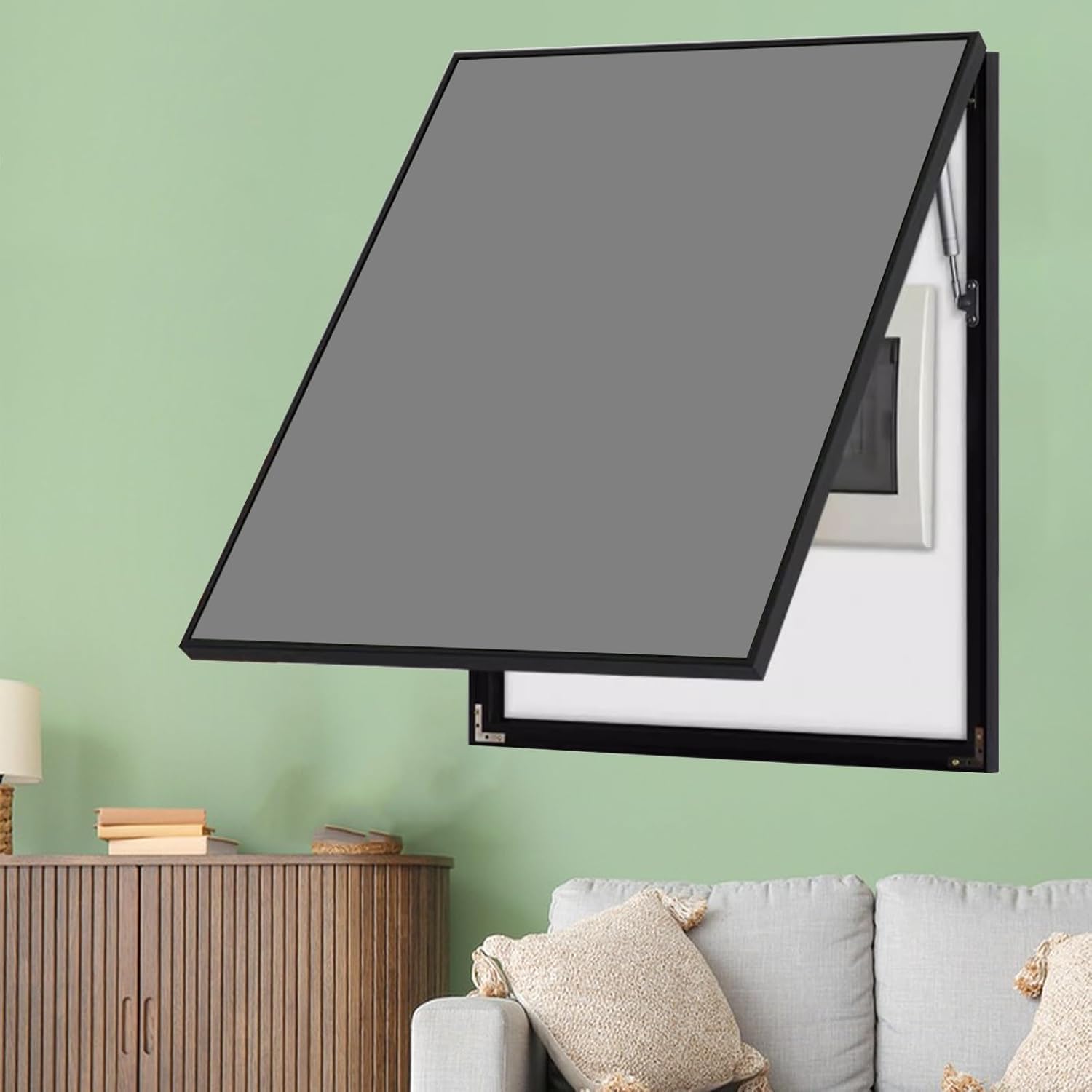 Vertical Meter Box Cover for Breaker Panel, 30x40cm / 12x16inch Electrical Panel Cover for Wall Decoration, Indoor Fuse Box Plate for Replacement(Dark Gray,40x50cm(15.8x19.7))