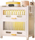 Kitchen Countertop Bakers Rack, Microwave Oven Stand, Countertop Dish Storage Cabinet with Drawers, for Kitchen, Dining Room, Living Room Multi Scenario Use(Beige,Small)