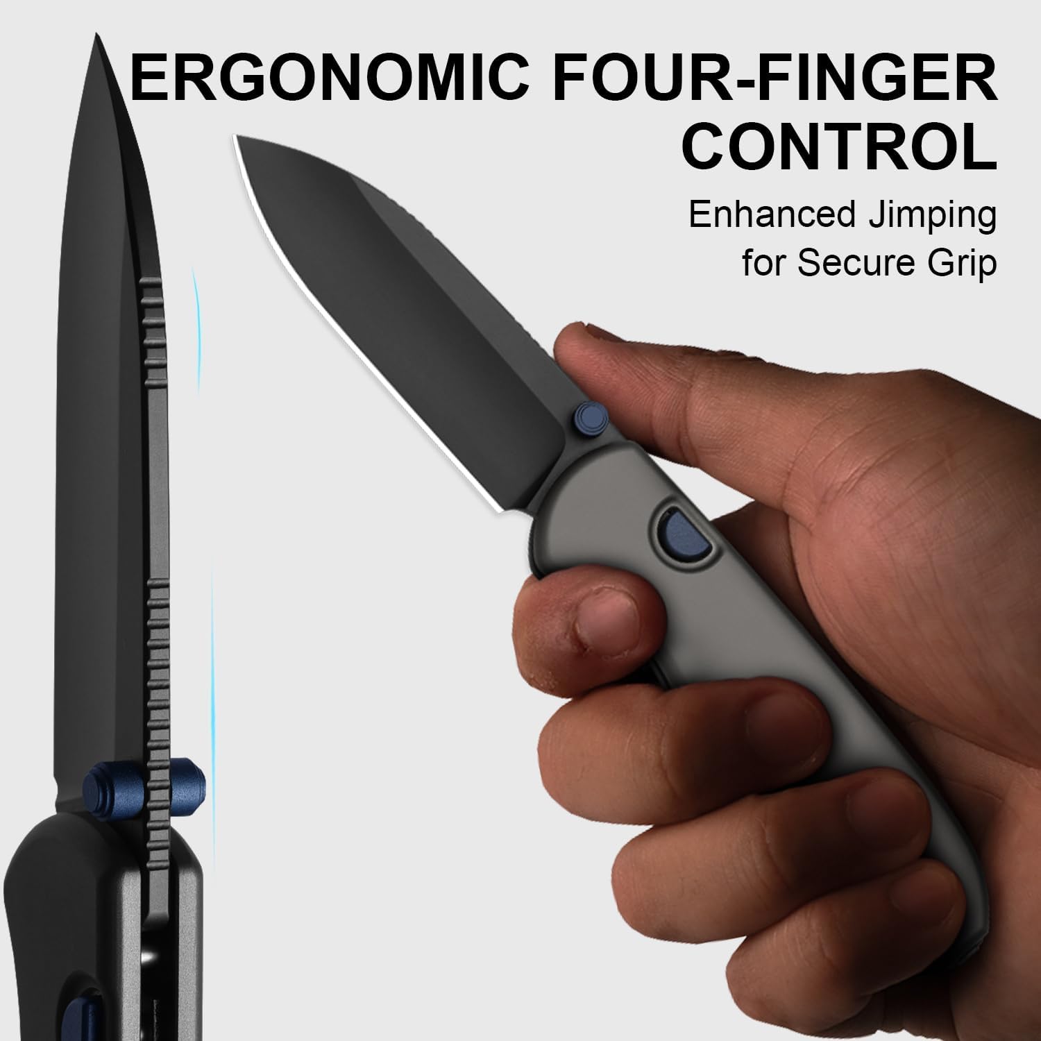 Kizer Drop Bear Zero Pocket Knife, 3.1' Drop Point Elmax Blade Folding Knife with Dark Gray Aluminum Handle, Thumb Stud & Button Liner Lock EDC Knives for Camping Hunting Survival Ki3619BDA1