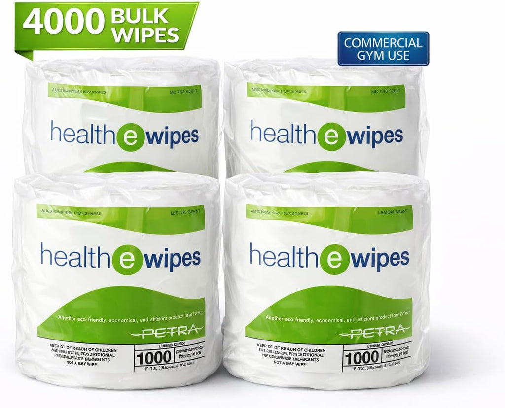 Gym Equipment Wipes – Antiseptic Gym Cleaning Wipes, 4000 Count (4 Rolls), Alcohol Free Bulk Sanitizing Fitness Wipes for Equipment, Gyms, Studios & Facilities | HealthEwipes