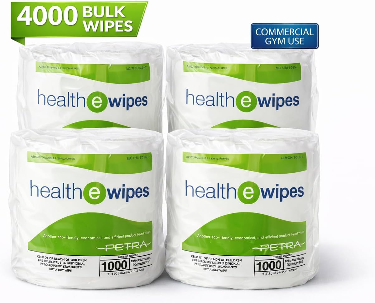 Gym Equipment Wipes – Antiseptic Gym Cleaning Wipes, 4000 Count (4 Rolls), Alcohol Free Bulk Sanitizing Fitness Wipes for Equipment, Gyms, Studios & Facilities | HealthEwipes
