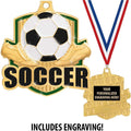 Your Personalized League Soccer Awards, 2' Gold Shiny Captain Soccer Medals, with Free Neck Ribbon and Custom Engraving Prime