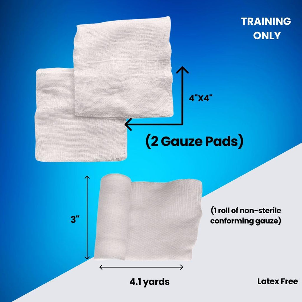 MCR Medical CPR & FA Training Kits w. 2 Non-Woven Triangular Bandages, 100 Pack