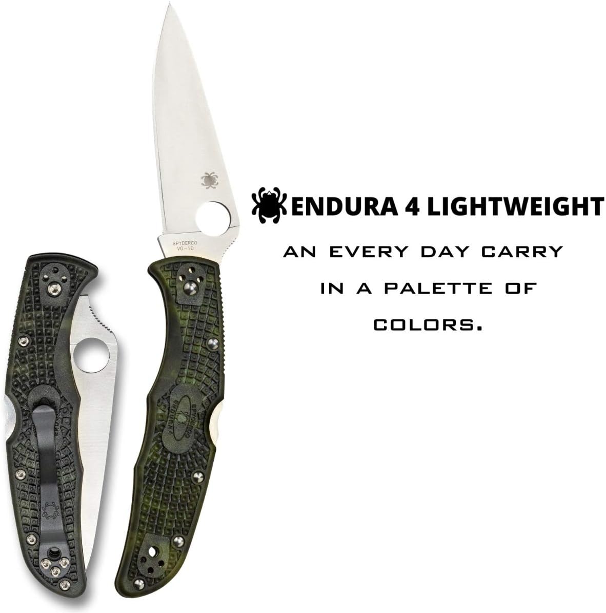 Spyderco Endura 4 Lightweight Folding Pocket Knife with 3.8' VG-10 Steel Blade and FRN Handle - EDC Knife for Men and Women, Perfect for Hunting, Tactical, Camping, Survival - PlainEdge - C10ZFPGR