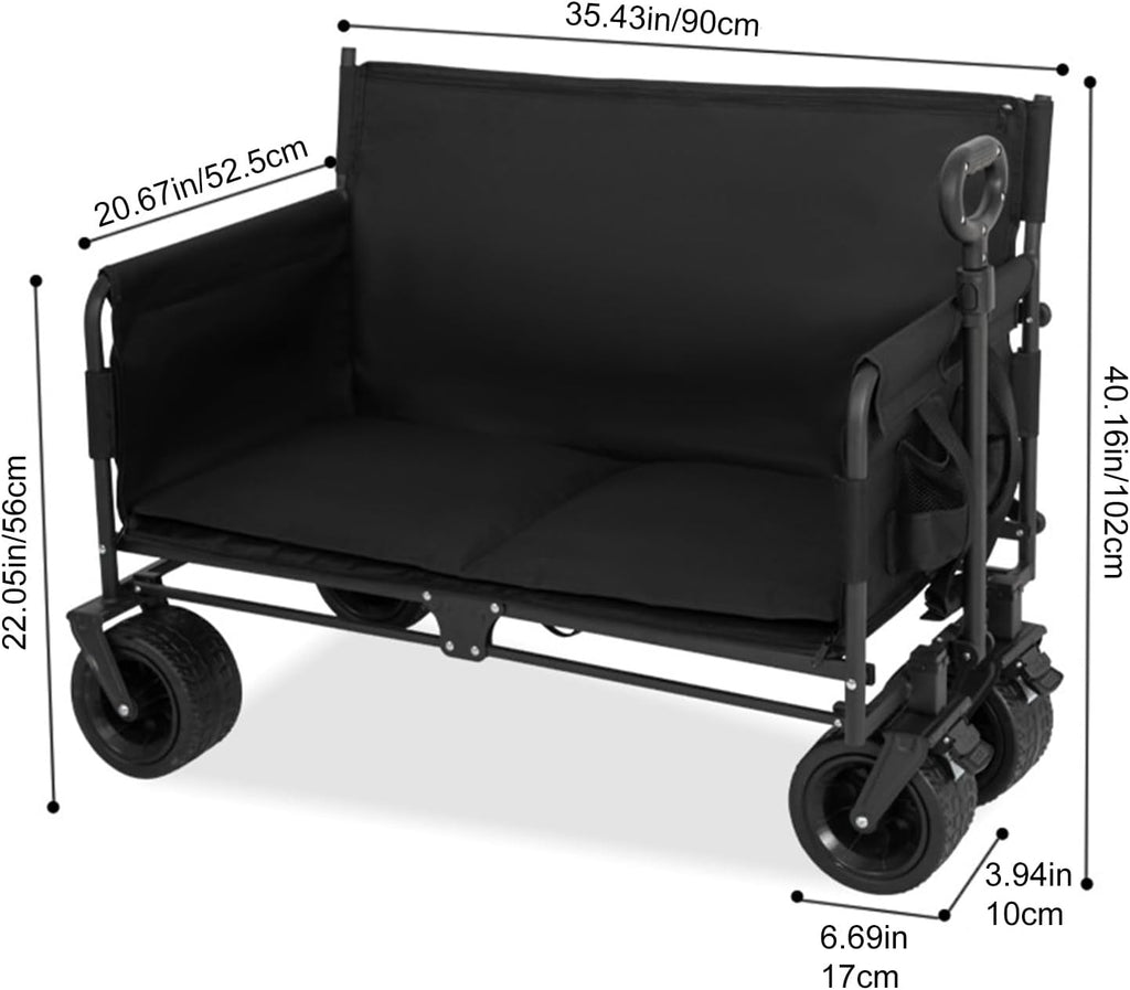 Foldable Wagon Converts to Bench Seat & Utility Cart, 265lbs 120L Storage for Camping, Beach, Picnics Durable Outdoor Gear for Families & Campers