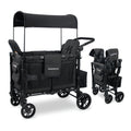 WonderFold W2 Elite Stroller Wagon - Foldable Wagon with Steel Frame - Adjustable Canopy & Push Handle - All-Terrain Wheels - for Babies, Toddlers & Kids - 2 Seater - Jet Black