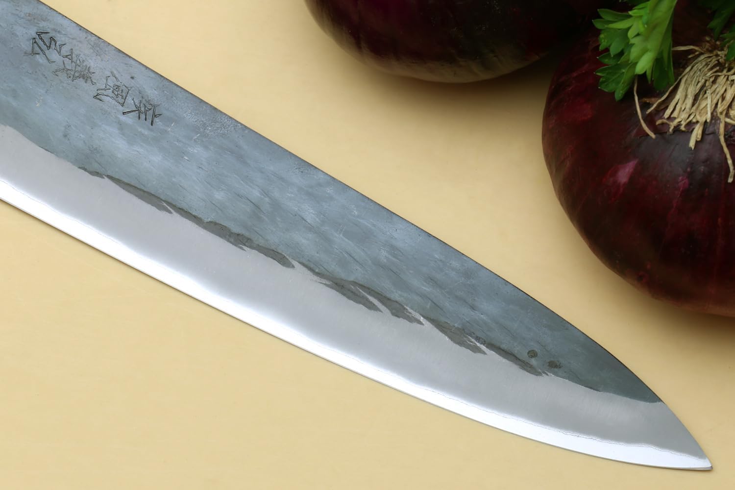 Yoshihiro Kurouchi Black-Forged Blue Steel Stainless Clad Gyuto Chefs Knife Ebony Handle (9.5'' (240mm) & No Saya)