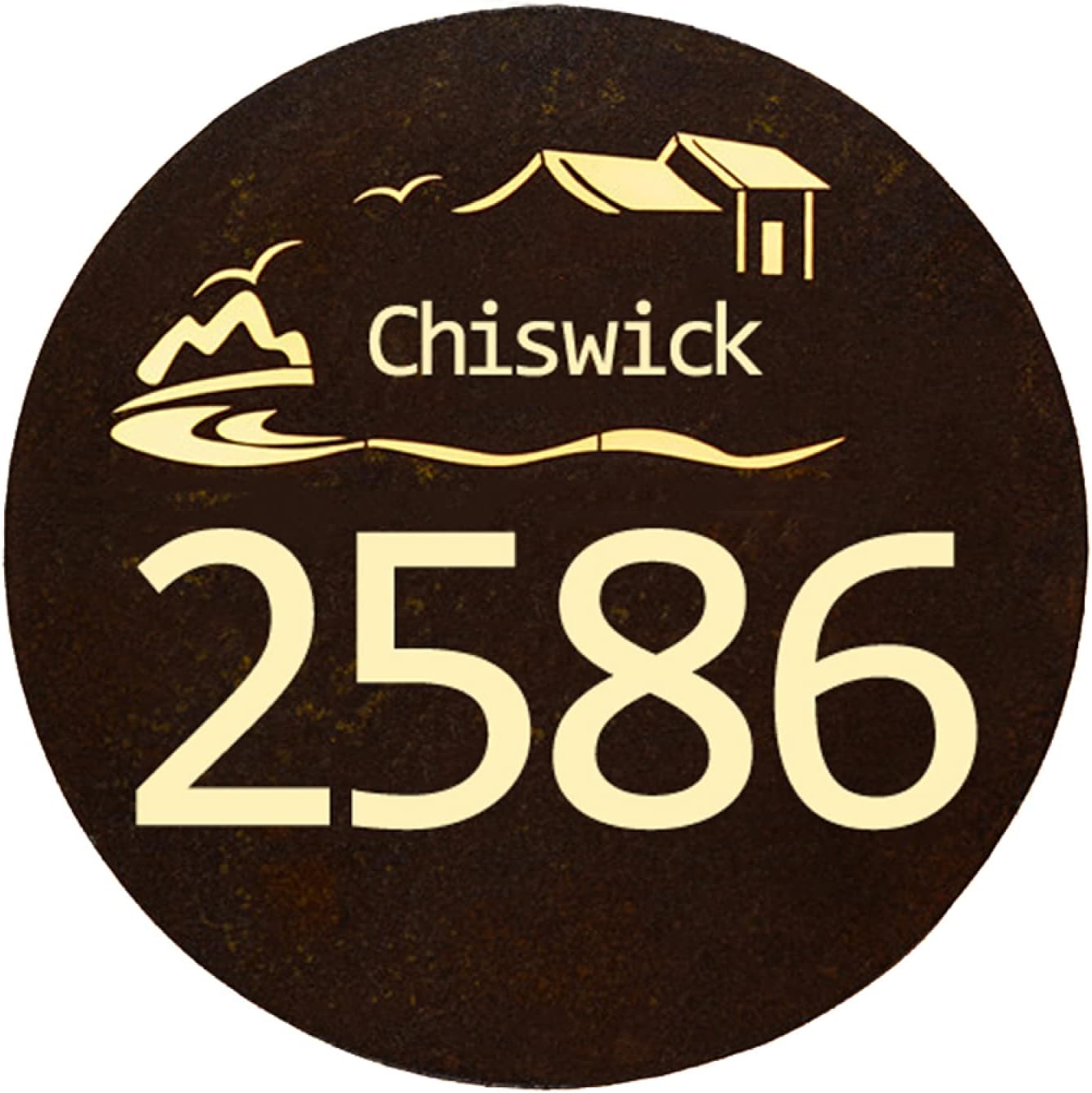 Backlit LED Floating House Number Plaque,Lighted Address Number Signs For Houses,Bright LED House Address Sign Plaques For Outdoor,Bronze,Yellow Light,30 * 30