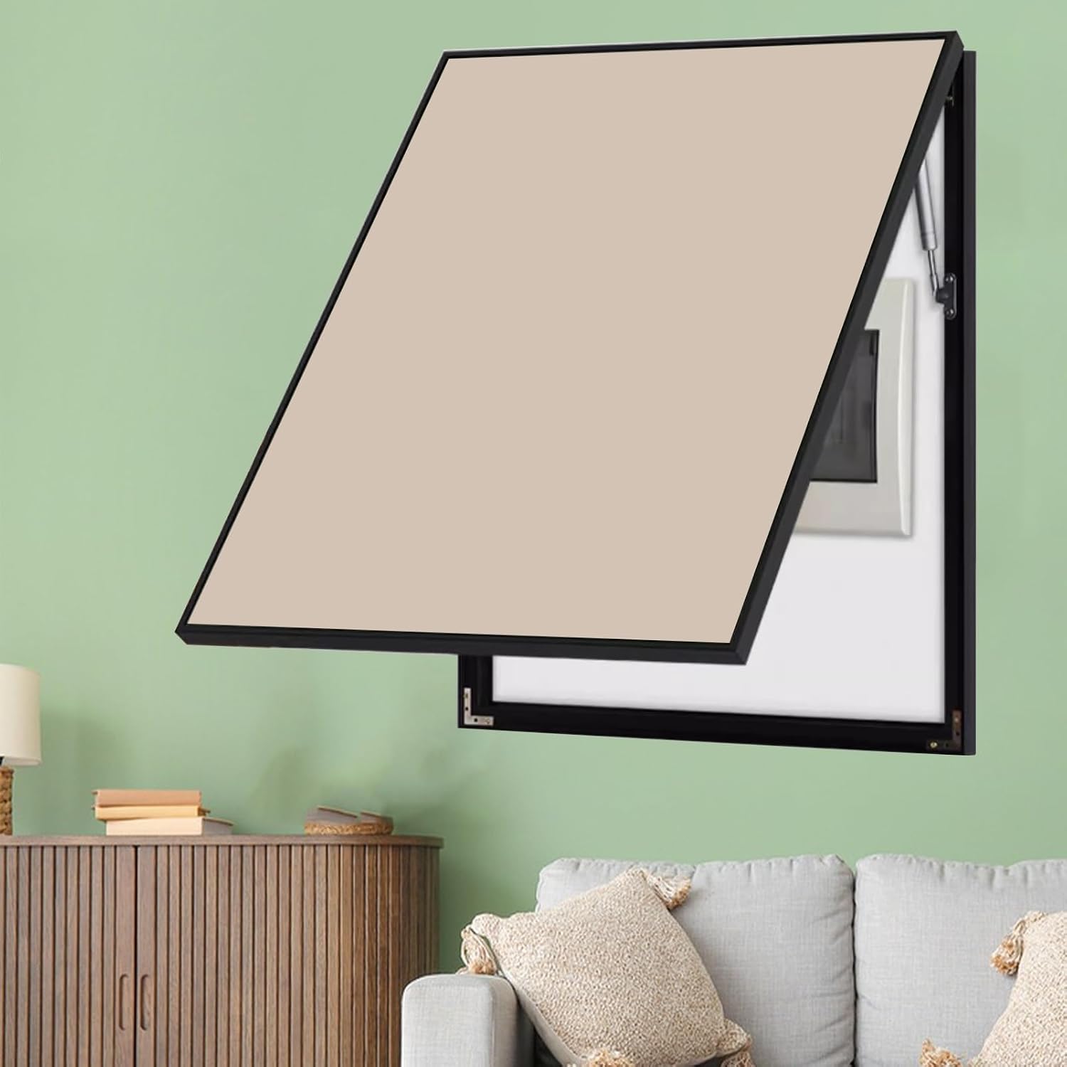 Vertical Meter Box Cover for Breaker Panel, 30x40cm / 12x16inch Electrical Panel Cover for Wall Decoration, Indoor Fuse Box Plate for Replacement(Light Brown,40x50cm(15.8x19.7))