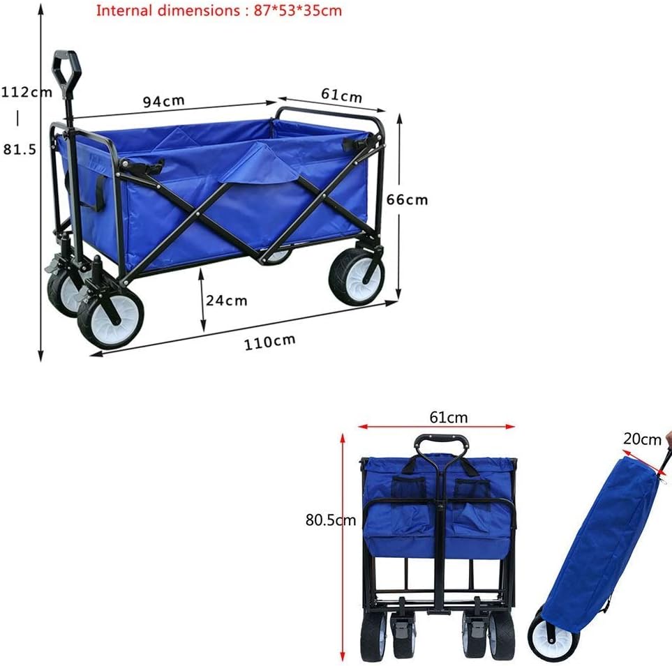 Folding Cart Wagon,Outdoor Fishing Car,Portable Camping Wagon,Garden Trolley,Shopping Handcart Buggy,Suitable for Outdoor Sports Events,Load 80KG