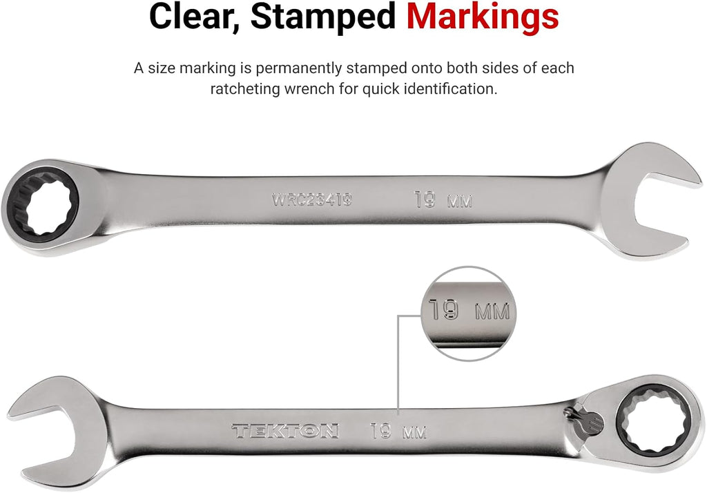 TEKTON Reversible 12-Point Ratcheting Combination Wrench Set, 11-Piece (1/4-3/4 in.) | WRC94000