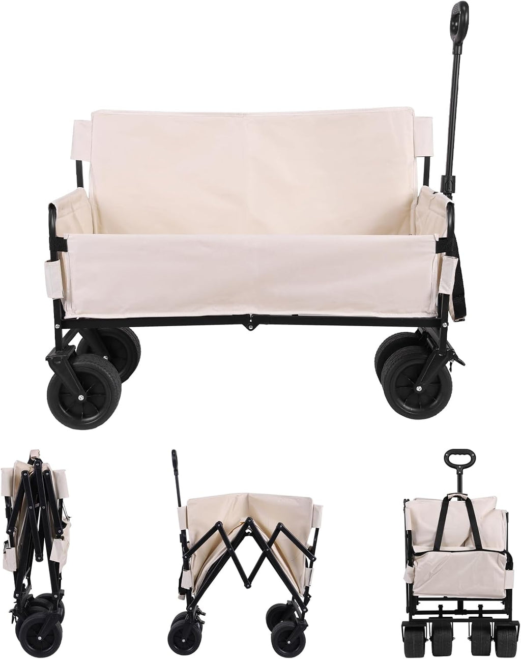 Collapsible Heavy Duty Wagon with Big Wheels Large Capacity Collapsible Wagon Cart for Groceries Garden Sport
