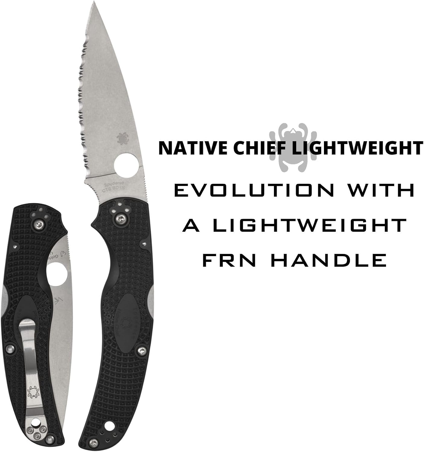 Spyderco Native Chief Lightweight Folding Pocket Knife with 4' CTS BD1N Steel Blade and FRN Handle - EDC Knife for Men and Women, Perfect for Hunting, Tactical, Camping - SpyderEdge - C244SBK