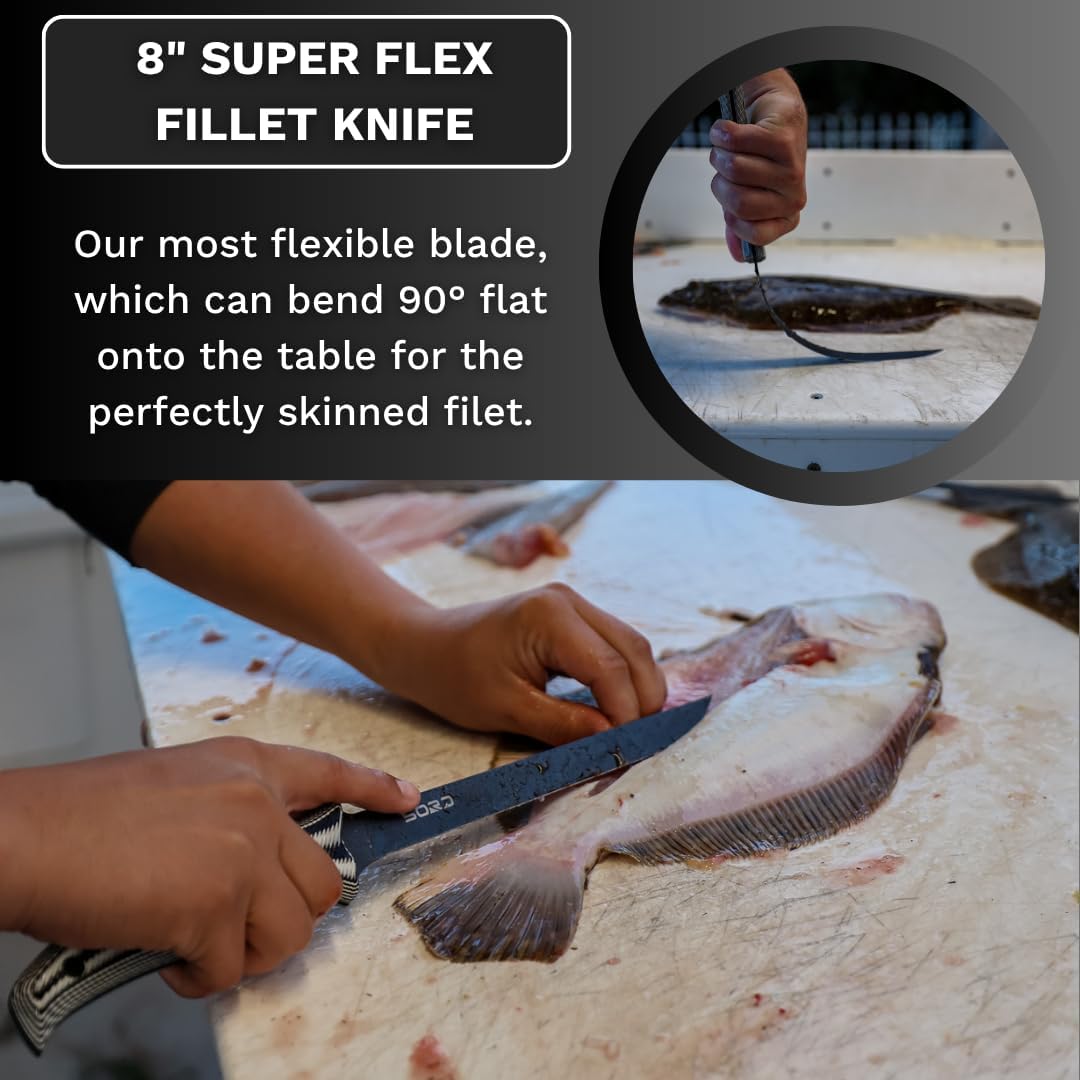 SORD Fillet Knife - 5-9' Filet Knives For Fish - Razor Sharp Boning Knife - Saltwater and Freshwater Fishing - Includes Kydex Sheath - Full Tang Blades | G10 Non Slip Grip | Corrosion Resistant