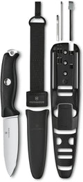 Victorinox Venture Pro Fixed-Blade Full Tang Stainless Steel Outdoor Knife - Bow Drill Divot, Durable Black Handle, Swiss Army Design, Ideal for Camping and Survival