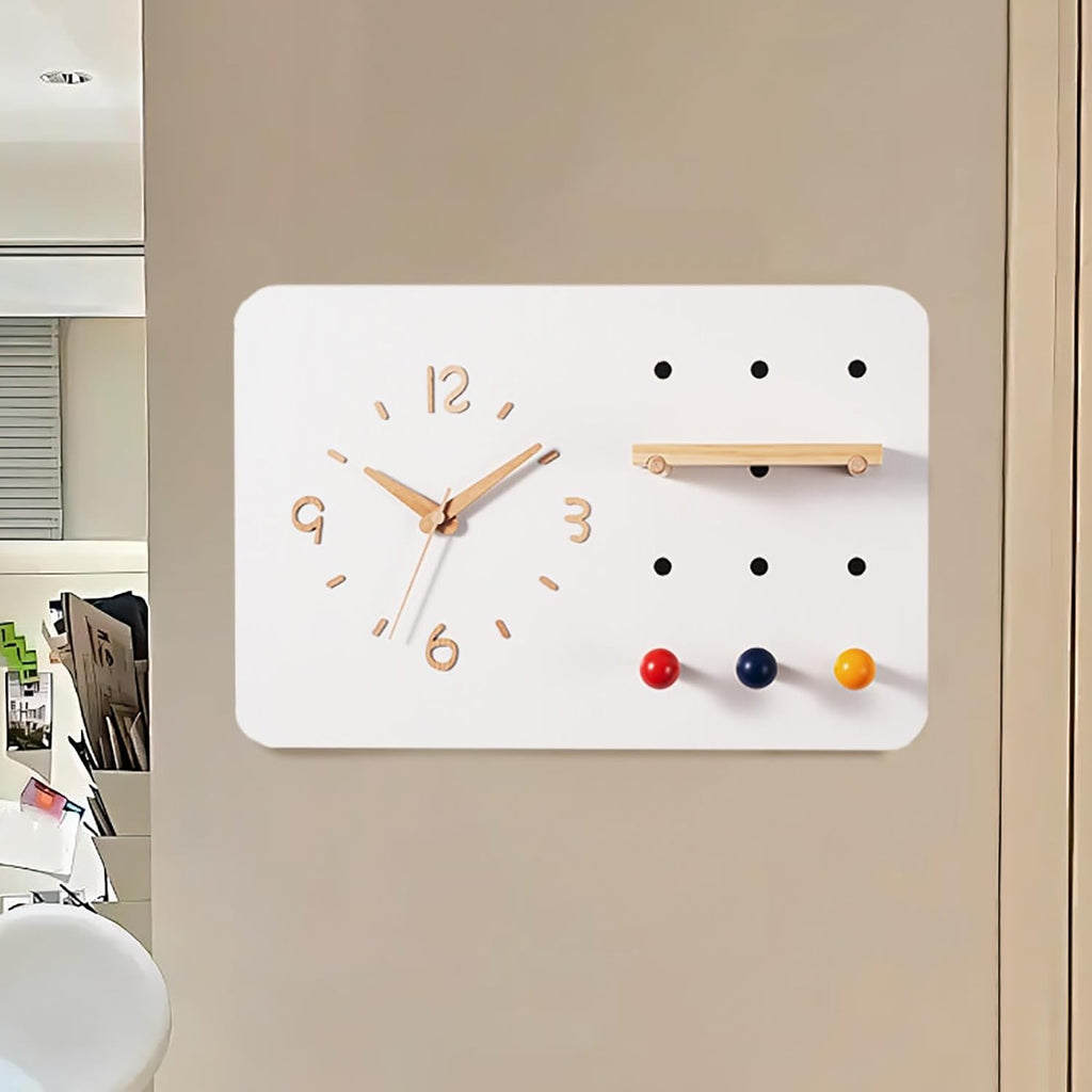 Decorative Fuse Box Cover with Clock, Hidden Circuit Breaker Panel, Modern Electrical Panel Cover Wall Mounted for Home Office, with Storage Function(White)