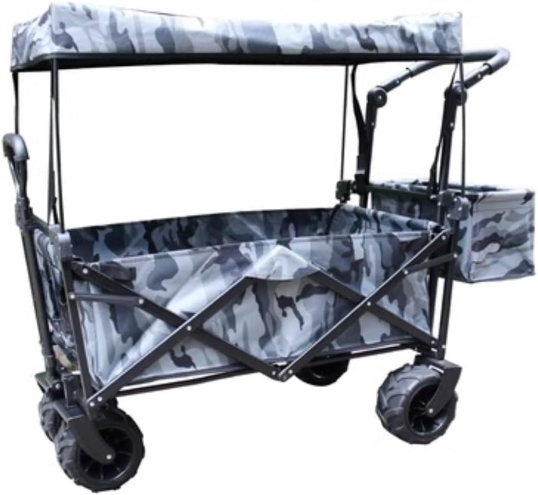 Folding Wagon Cart Beach Wagon Grocery Wagon Collapsible Wagon Cart With Canopy Wagon Wheels Portable Folding Wagon Adjustable Handles Beach Garden Sports Garden Wagon Utility Wagon Grocery Cart ( Col