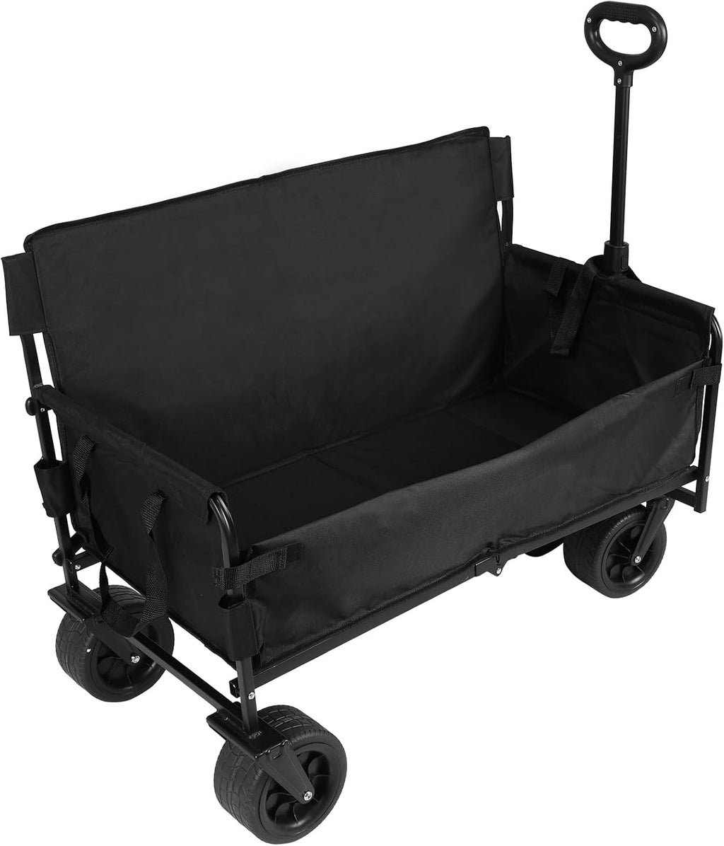 Large Capacity Collapsible Wagon Cart with Wheels Heavy Duty Collapsible Utility Wagon for Groceries Garden Sport