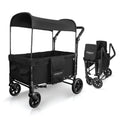 WONDERFOLD W1 Original Stroller Wagon (2 Seater) - Wagon Stroller with Seats with 5-Point Harnesses, Adjustable Push Handle, and Sun Canopy, Jet Black