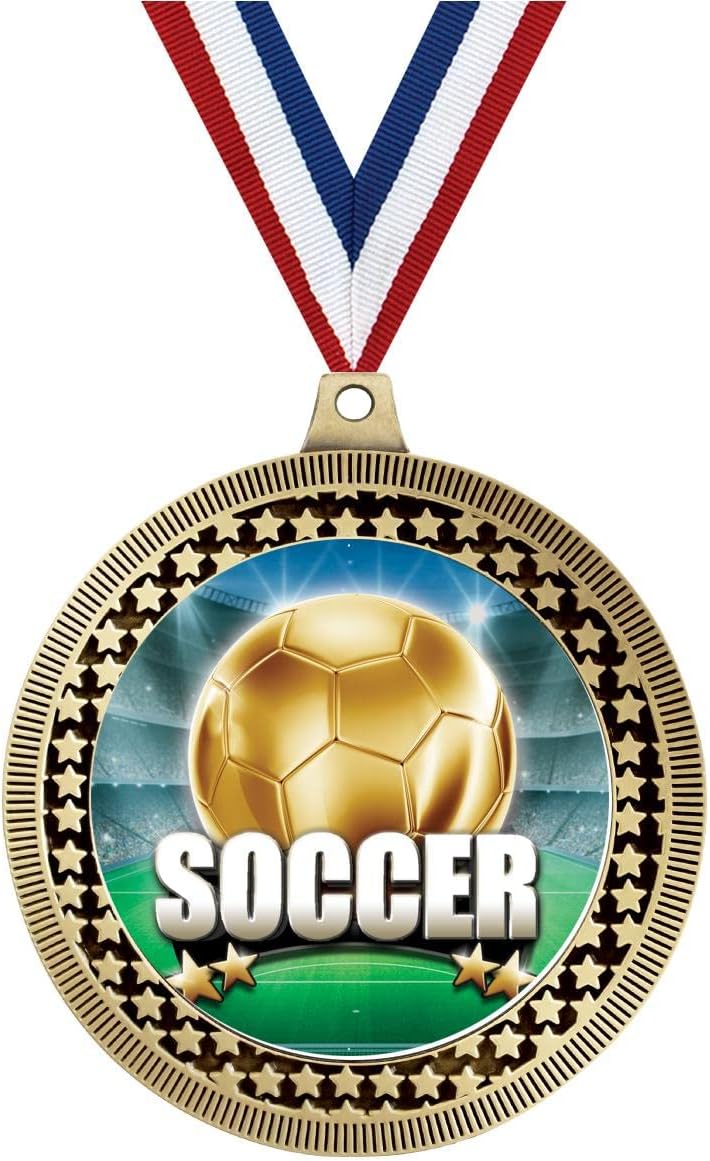 2.75' Soccer Titan Series Medal Award, Gold Vega Soccer Titan Series Team Trophy Award Includes Free Neck Ribbon Prime