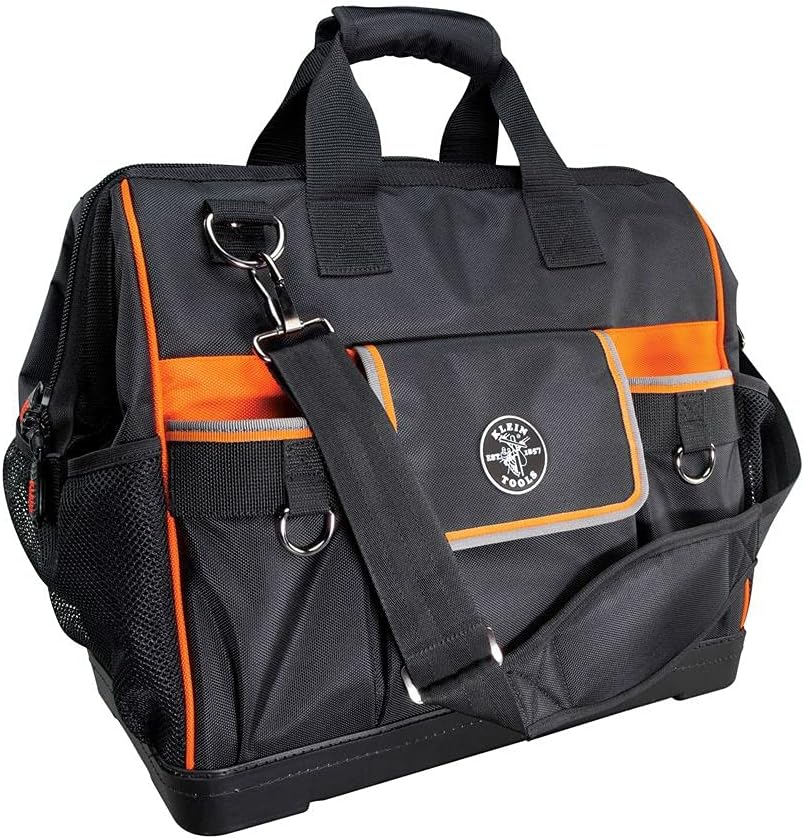 Klein Tools 55469 Tradesman Pro Wide-Open Tool Bag Made of 1680 Ballistic Weave & 70550 Hex Wrench Key Set, 11 SAE Sizes, Heavy Duty Folding Allen Wrench Tool