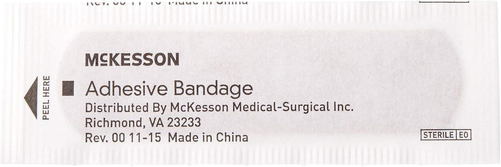 McKesson Adhesive Bandages, Sterile, Fabric Strip, 3/4 in x 3 in, 100 Count, 24 Packs, 2400 Total