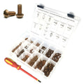 Electrician's Silicon Bronze Machine Screw Kit with Nuts, Washers & Insulated Screwdriver - 377 Pieces