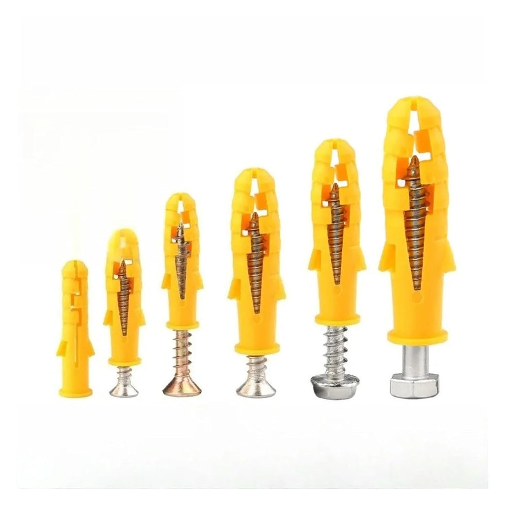 Plastic Expansion Tube Bolts M6x30/M8x40 Wall Screws Anchor Plugs with Self-Tapping Ribbed Plastic Expansion Screw Small Yellow(M6x30)