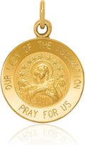 IceCarats 14K Solid Yellow Gold Small Our Lady of Assumption Medal Pendant Necklace 17mm 5/8 inch Polished, Satin, Engravable For Her