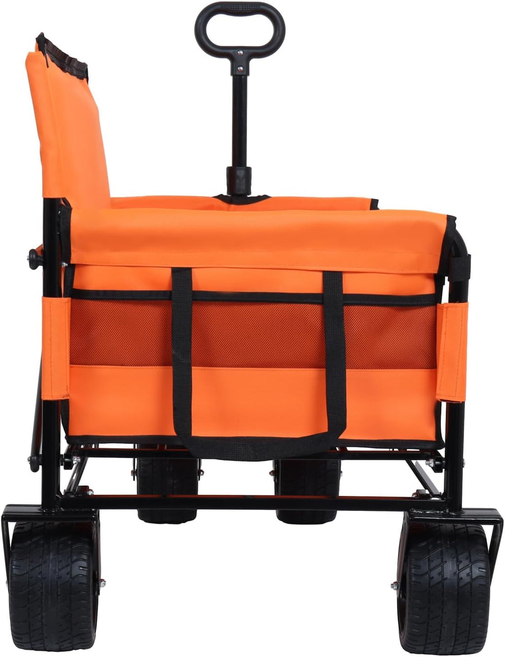 3-in-1 Convertible Folding Wagon Cart with Bench Seat & Storage 500Lbs Heavy-Duty Utility Wagon, 180L Capacity All-Terrain Wheels for Camping, Beach, Sports, Garden, Orange Multi-Functional Seat