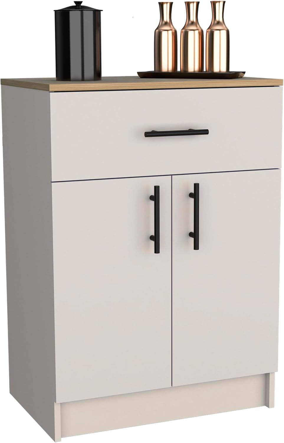 24' Spacious Drawer Freestanding Storage Cabinet, Kitchen Storage Bakers Rack with Double Doors, Utility Food Cupboard with Interior Shelves for Kitchen Organization, Multicolor