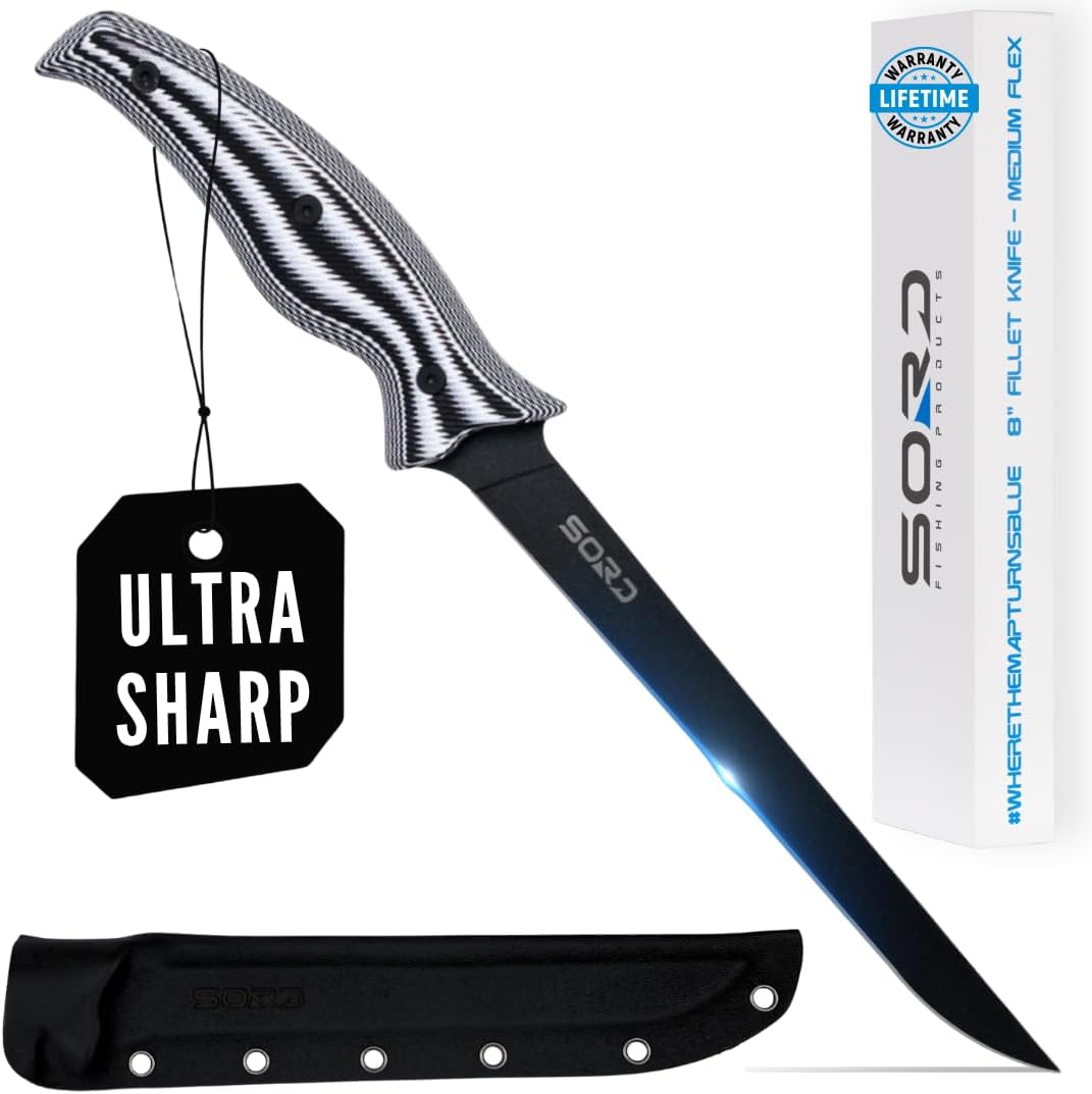 SORD Fillet Knife - 5-9' Filet Knives For Fish - Razor Sharp Boning Knife - Saltwater and Freshwater Fishing - Includes Kydex Sheath - Full Tang Blades | G10 Non Slip Grip | Corrosion Resistant