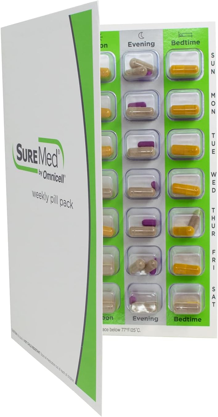 4 Times a Day Weekly XL Cold Seal Pharmacy Blister Pack System Cards for Pills -Two Piece Unit Dose Tri-Fold Booklet, Easy No Extra Equipment Needed (4X a Day Weekly - 300 Pack)